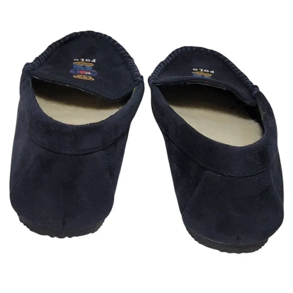 Polo Ralph Lauren Slippers Big Kid Boys‎ Child Size 9 Dezi V Bear Faux Suede Fur